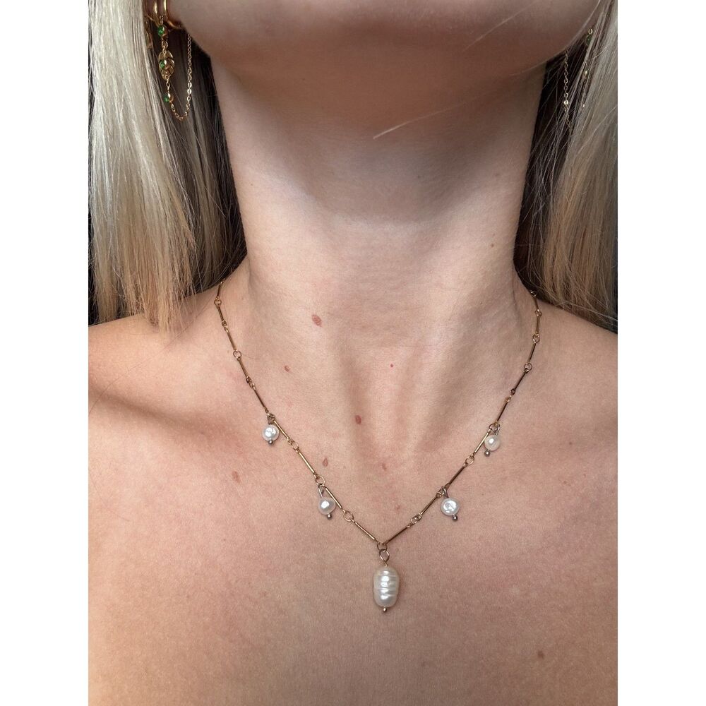 Louise Carter Waterproof Gold Pearl Chain Necklace